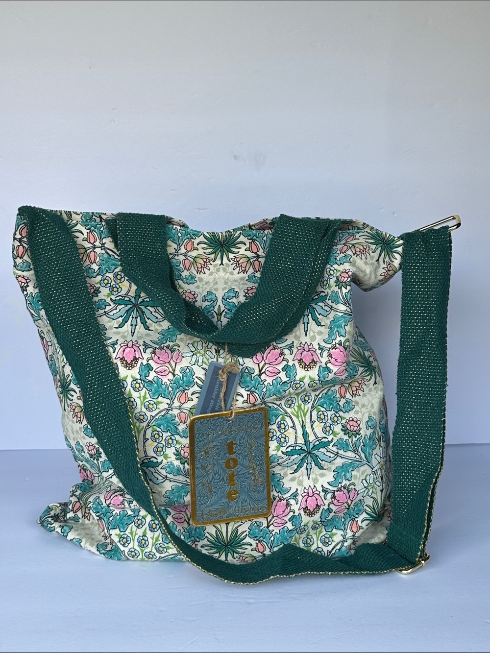 Dwell Floral Bag with Green Straps NWT - Picture 2 of 10
